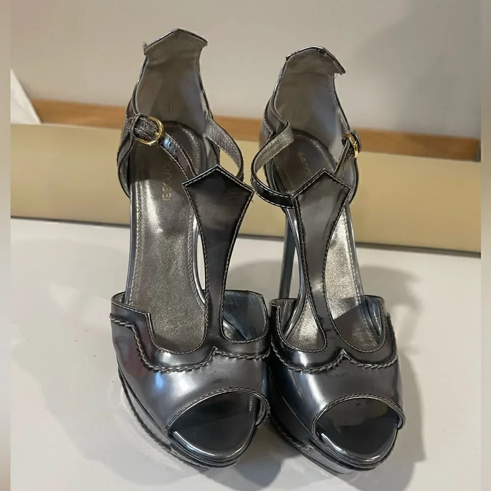 Sergio Rossi Silver/Gray Metallic Heels